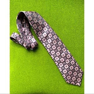 Bocara handmade silk tie geometric pink black gray